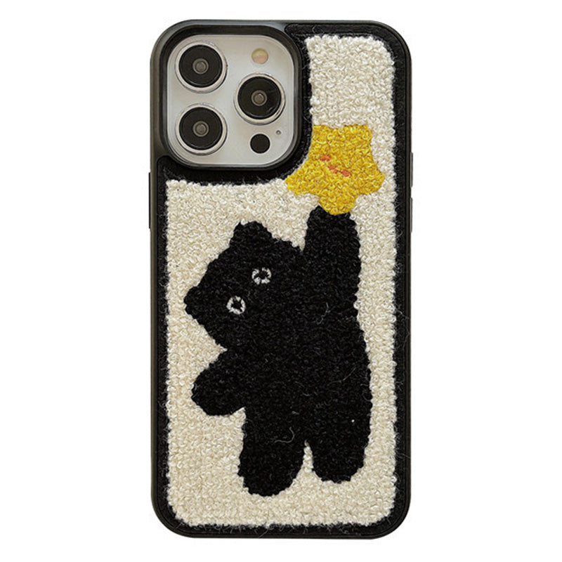 Embroidery Plush Cartoon Cat TPU Case for iPhone 14 Pro Scratch-resistant Phone Protective Back Cover Embroidery Plush Cartoon Cat TPU Case for iPhone 14 Pro Scratch-resistant Phone Protective Back Cover